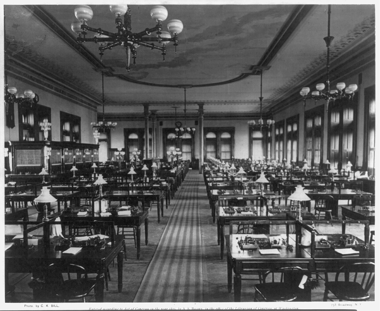 Sala de operadores do telégrafo, Western Union, Nova York, 1875